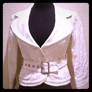 Bebe White Embroidered Cropped Blazer